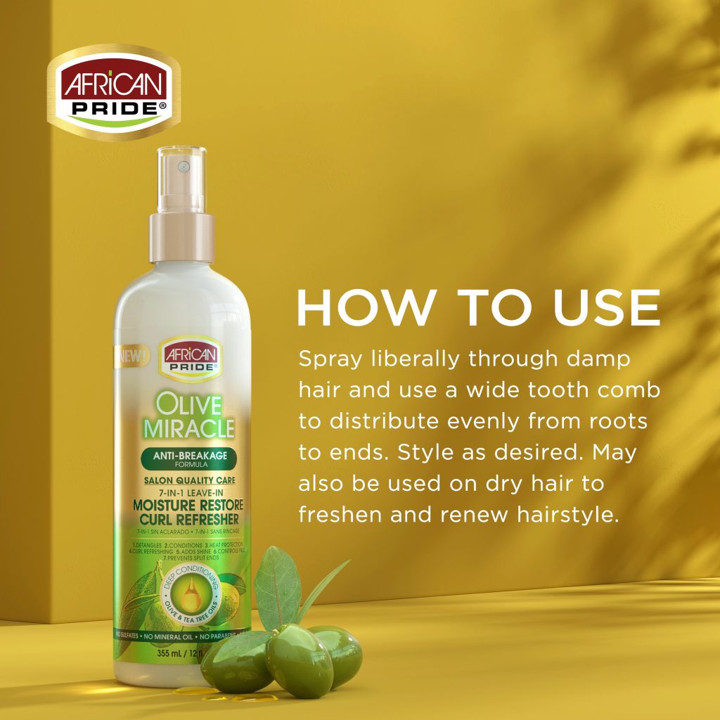 African Pride Olive Miracle Moisture Restore Curl Refresher 355ml - Afro Hair Boutique