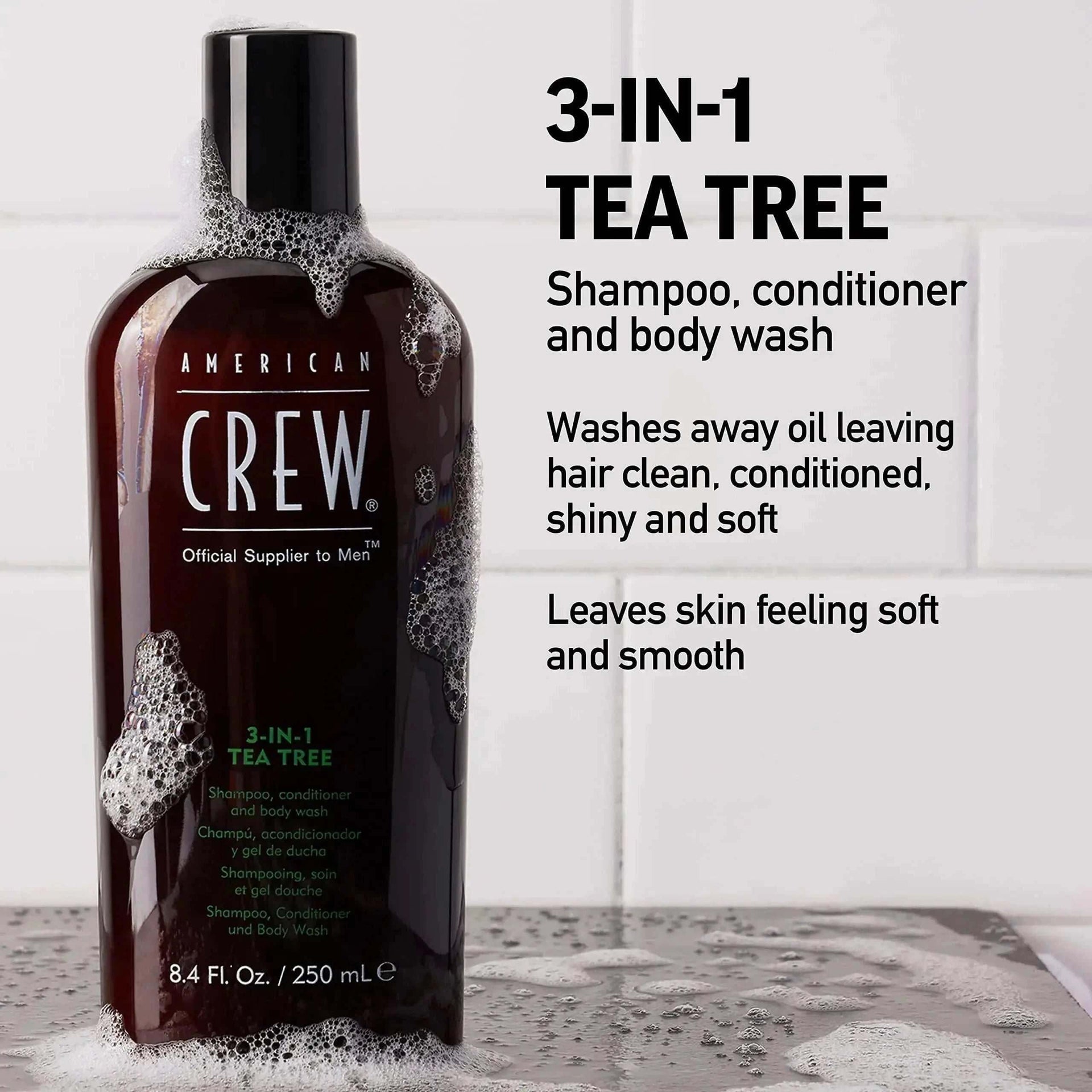 American Crew Tea Tree 3 In One Shampoo Conditioner And Body Wash 450ml