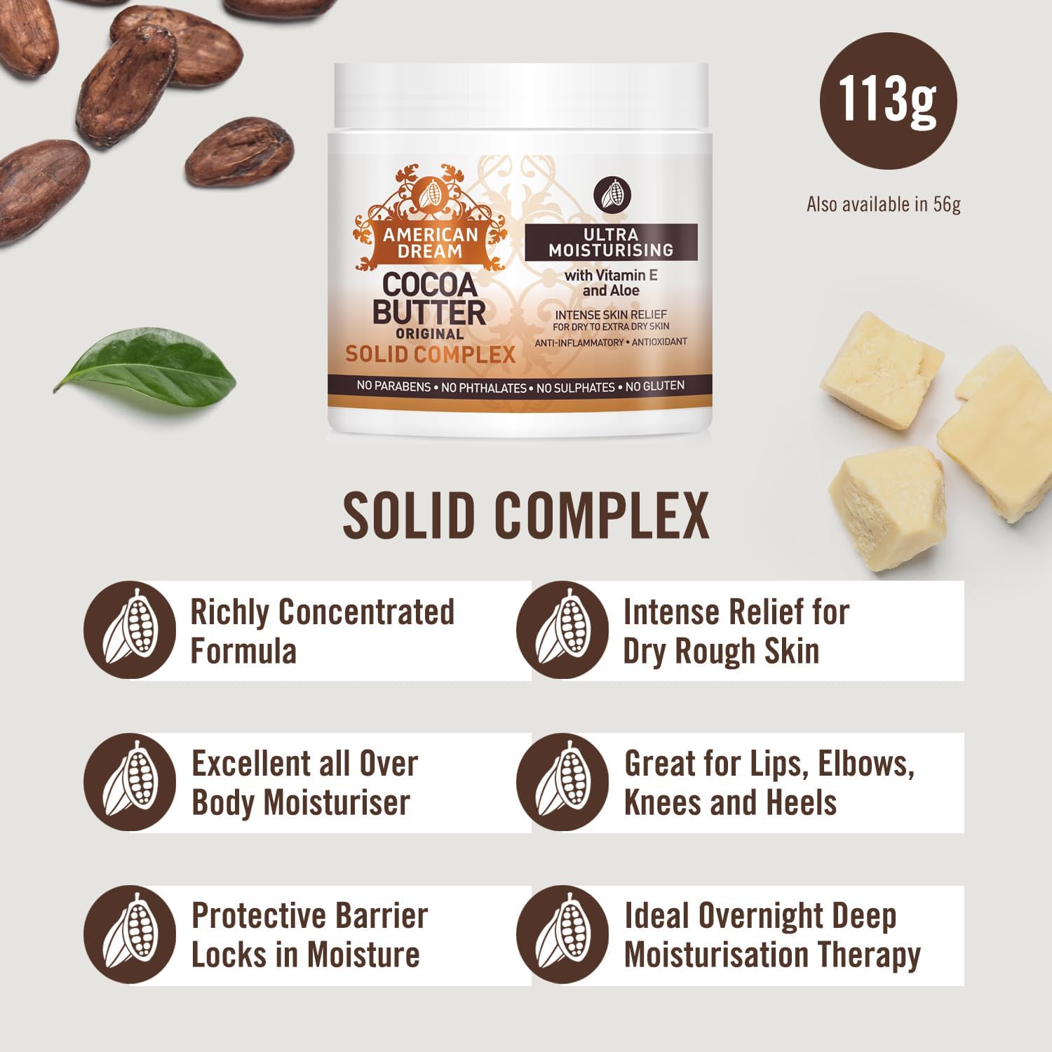 American Dream Cocoa Butter Original Solid Complex 56g / 113g