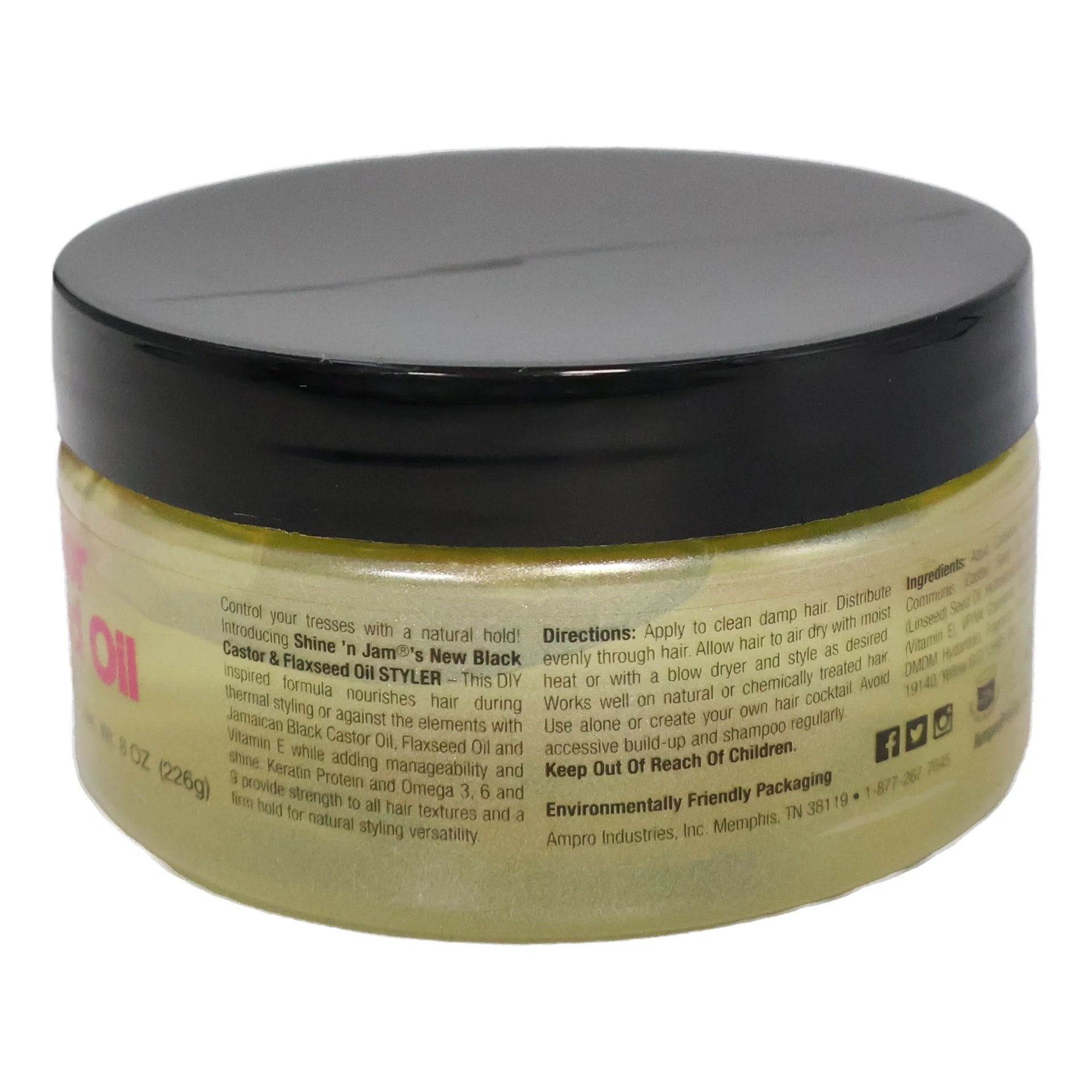 Ampro Shine N Jam Black Castor and Flaxseed Oil Styler 85g / 226g