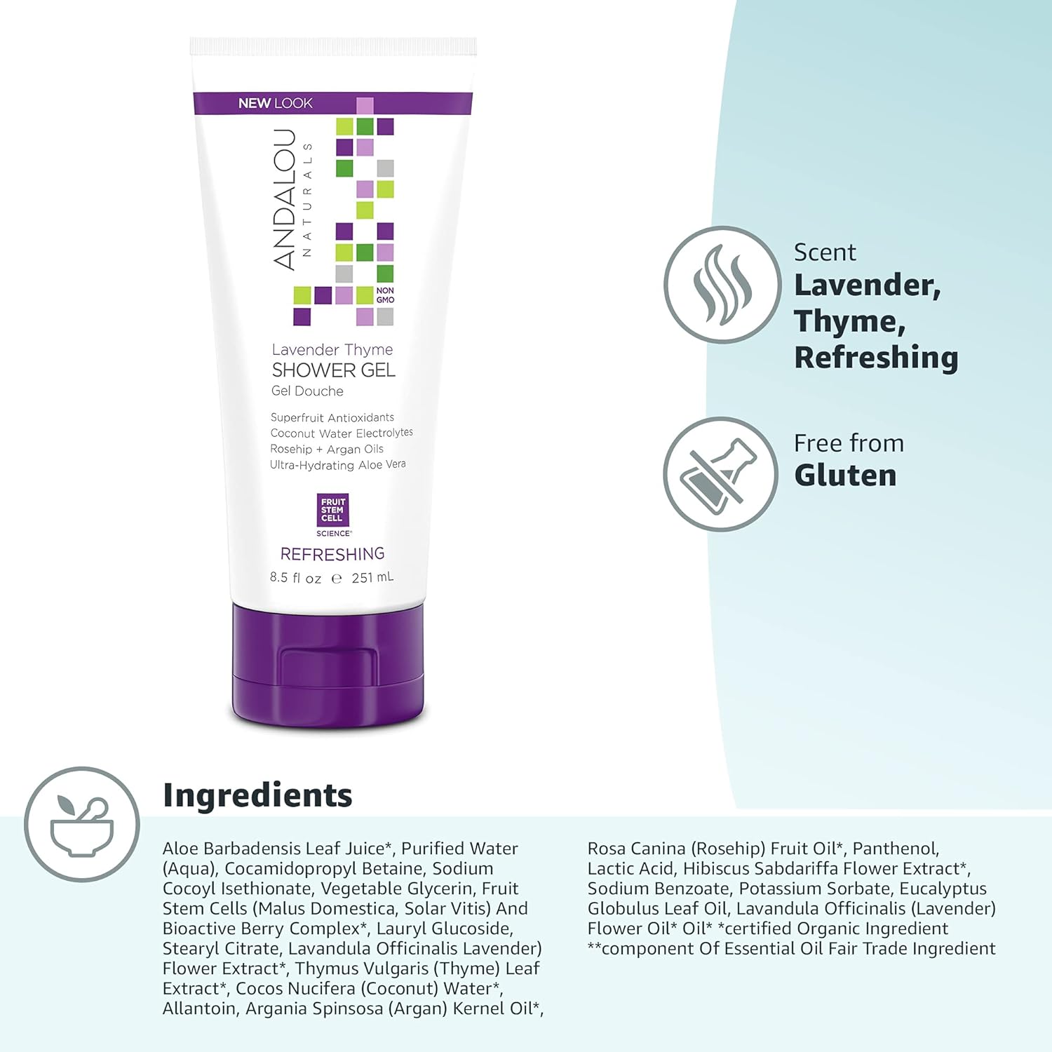 Andalou Naturals Lavender Thyme Refreshing Shower Gel 251ml