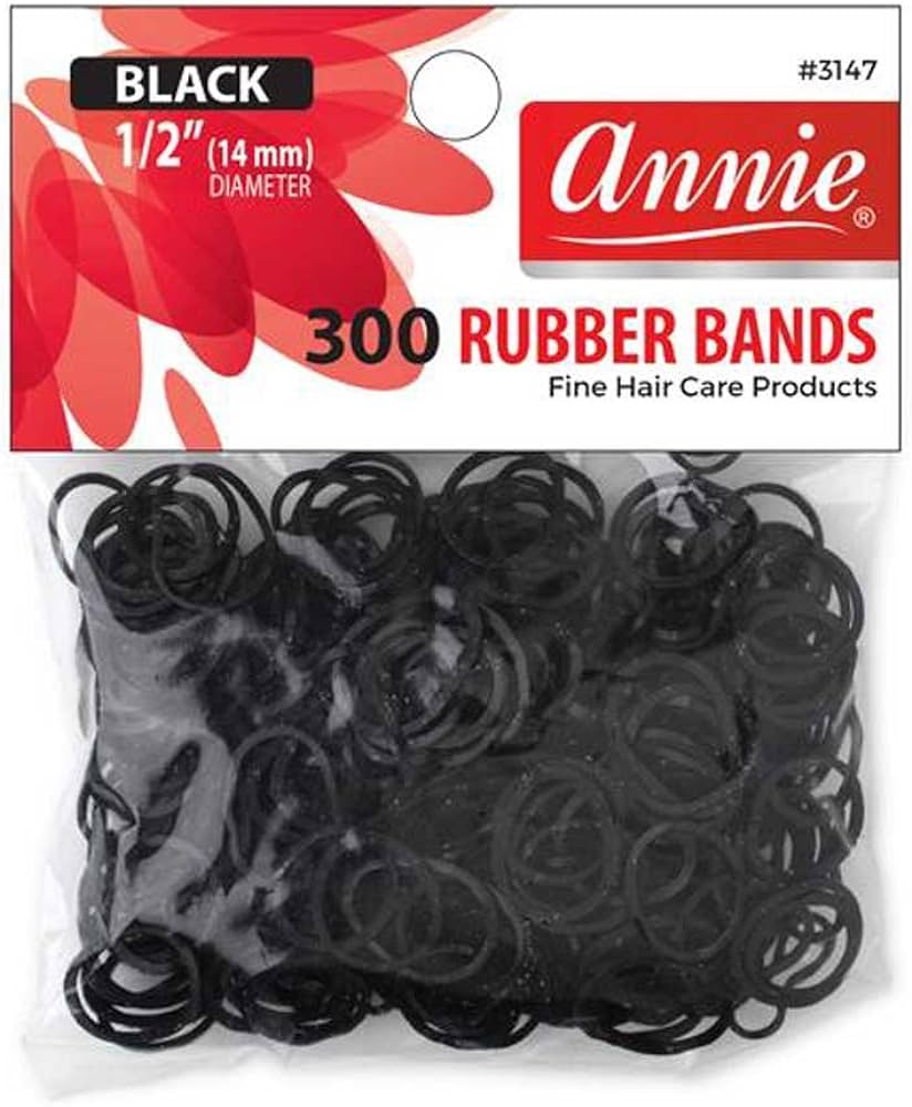 Annie 300 Rubber Bands Black Small Size 1/2