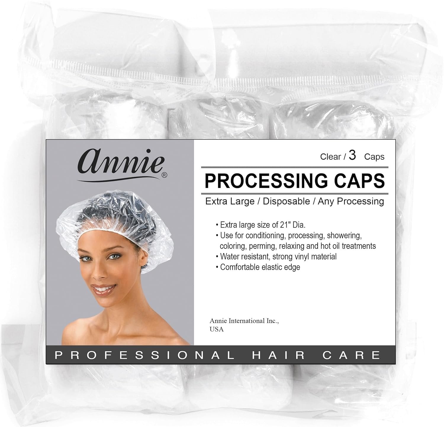 Annie Clear Processing Caps Xl 3pc Caps