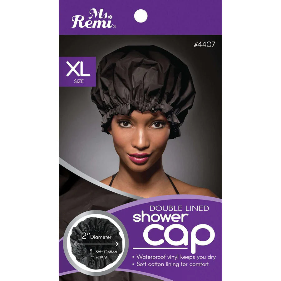 Annie Ms. Remi Deluxe Double Lined Shower Cap XL Black 4407