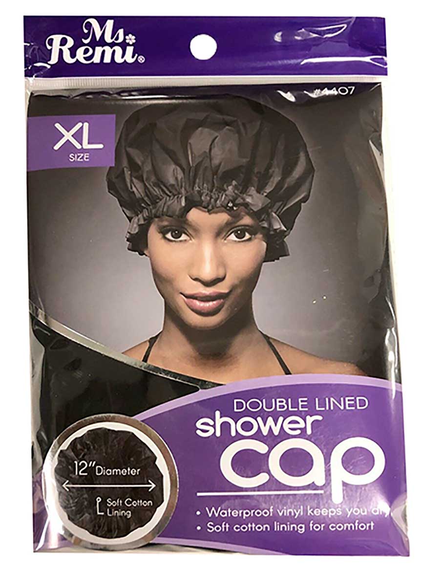 Annie Ms. Remi Deluxe Double Lined Shower Cap XL Black 4407