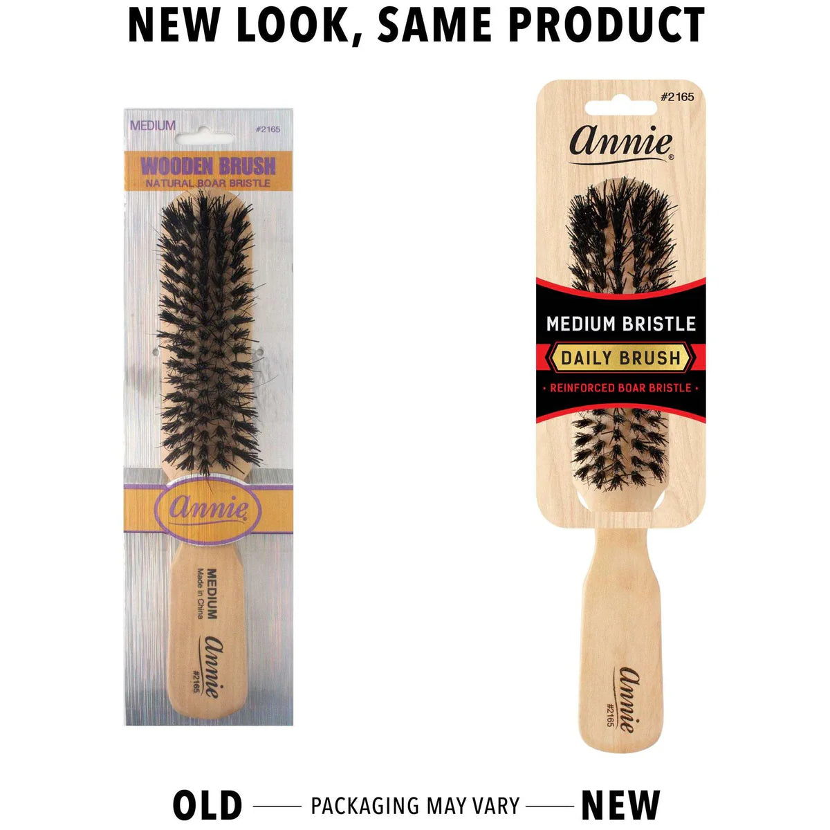 Annie Natural Boar Bristle Medium Wooden Brush 5 Row 2165