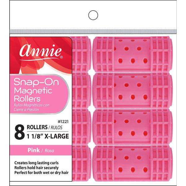 Annie Snap On Magnetic Rollers Size Extra Large 8 Count Pink 1221