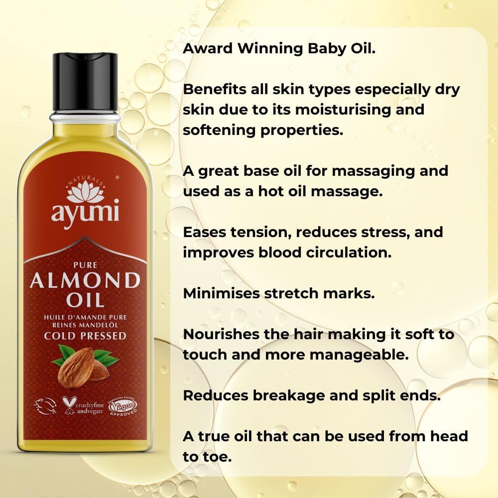 Ayumi Naturals Pure Almond Oil Cold Pressed 150ml