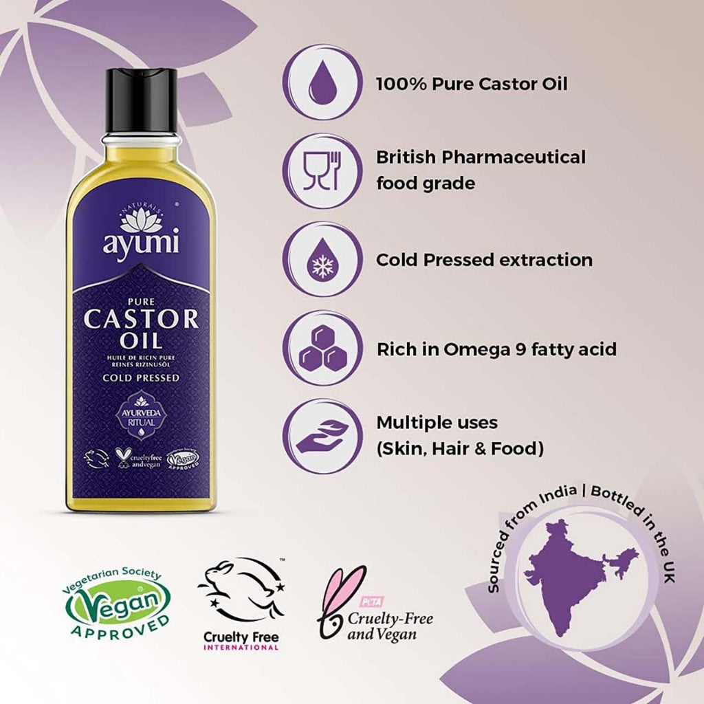 Ayumi Naturals Pure Castor Oil Cold Pressed 150ml