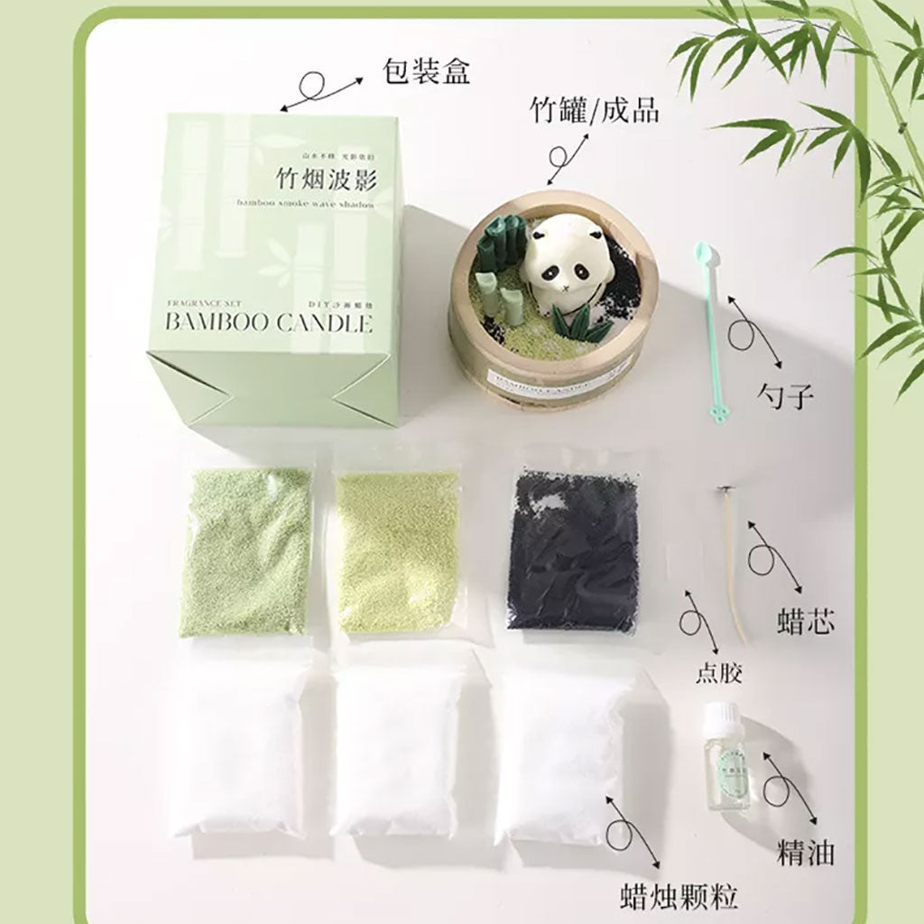 GOOD LUCK Bamboo Smoke Wave Shadow DIY Panda Sand Painting Candle