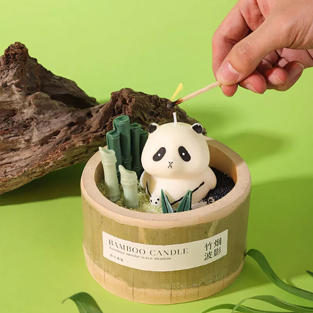 GOOD LUCK Bamboo Smoke Wave Shadow DIY Panda Sand Painting Candle