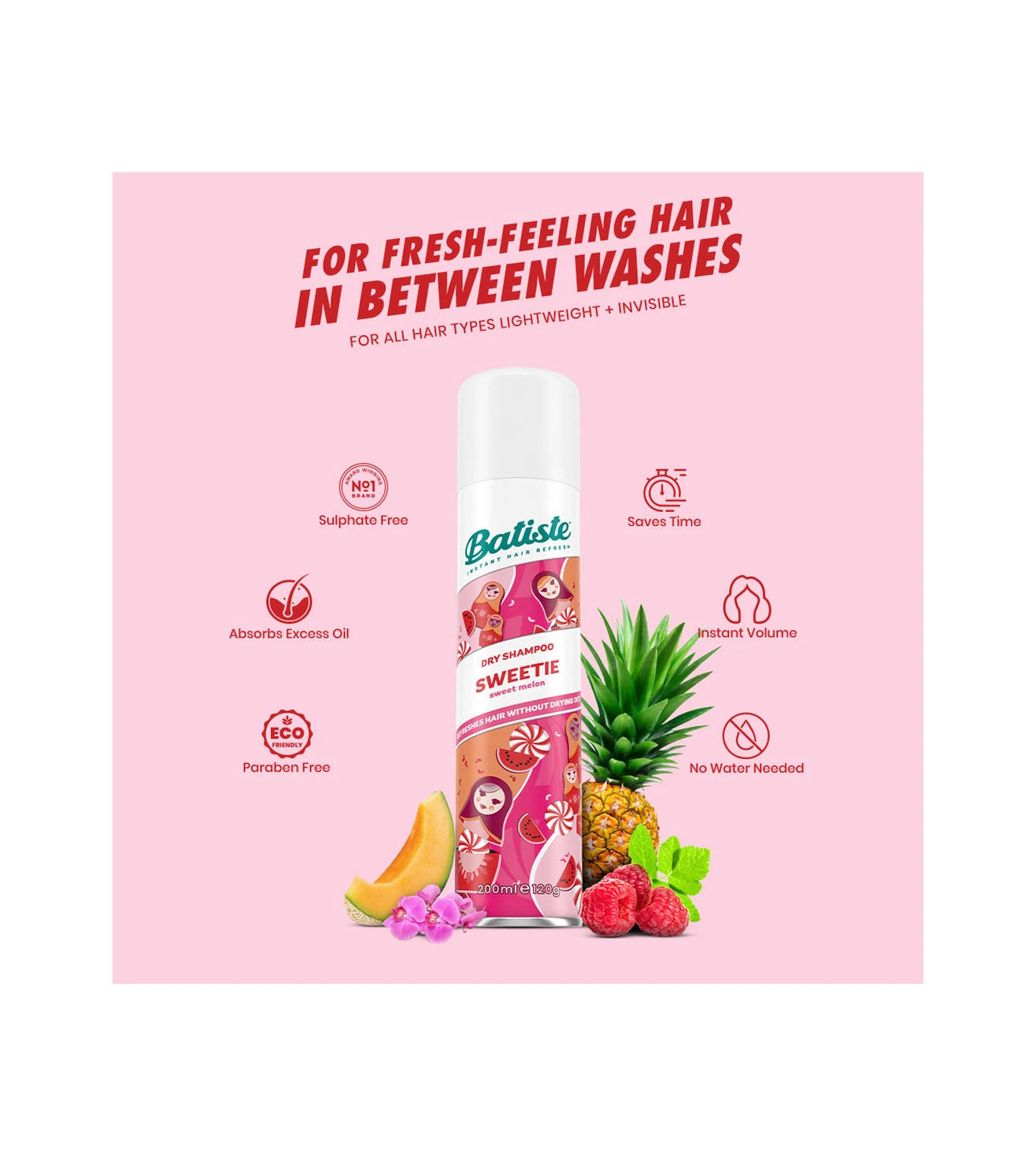 Batiste Dry Shampoo Spray Sweetie Sweet Melon 280ml