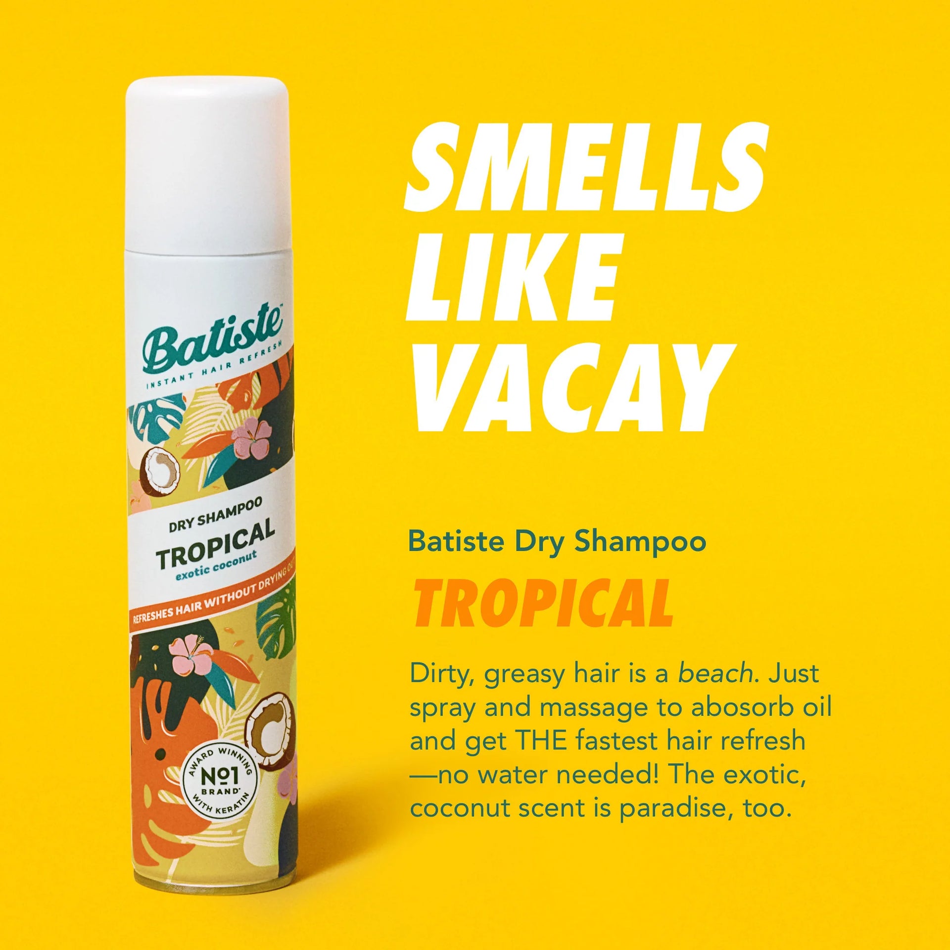 Batiste Dry Shampoo Spray Tropical Exotic Coconut 280ml / 200ml