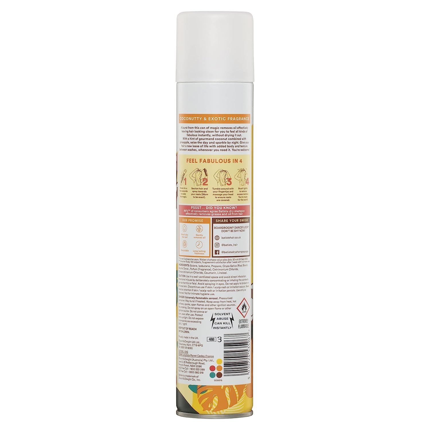 Batiste Dry Shampoo Spray Tropical Exotic Coconut 280ml / 200ml