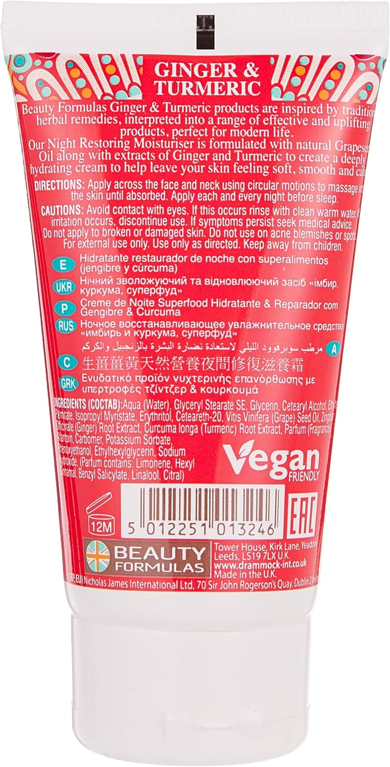 Beauty Formulas Ginger And Turmeric Superfood Night Restoring Moisturiser 75ml