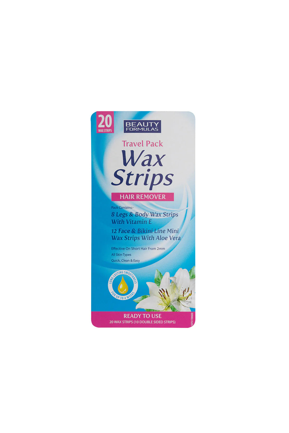 Beauty Formulas Hair Remover Wax Strips Travel Pack 20 Strips