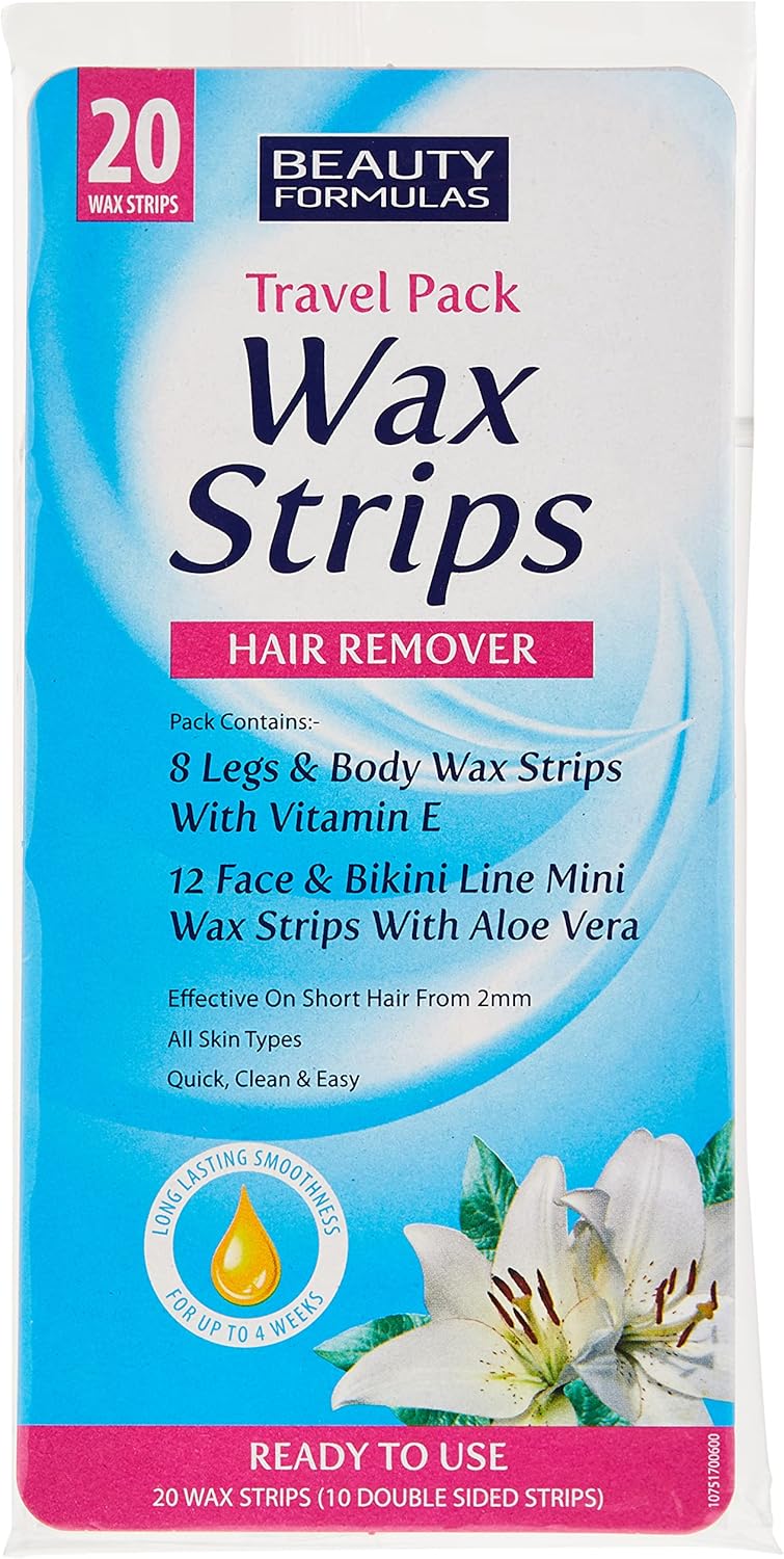 Beauty Formulas Hair Remover Wax Strips Travel Pack 20 Strips