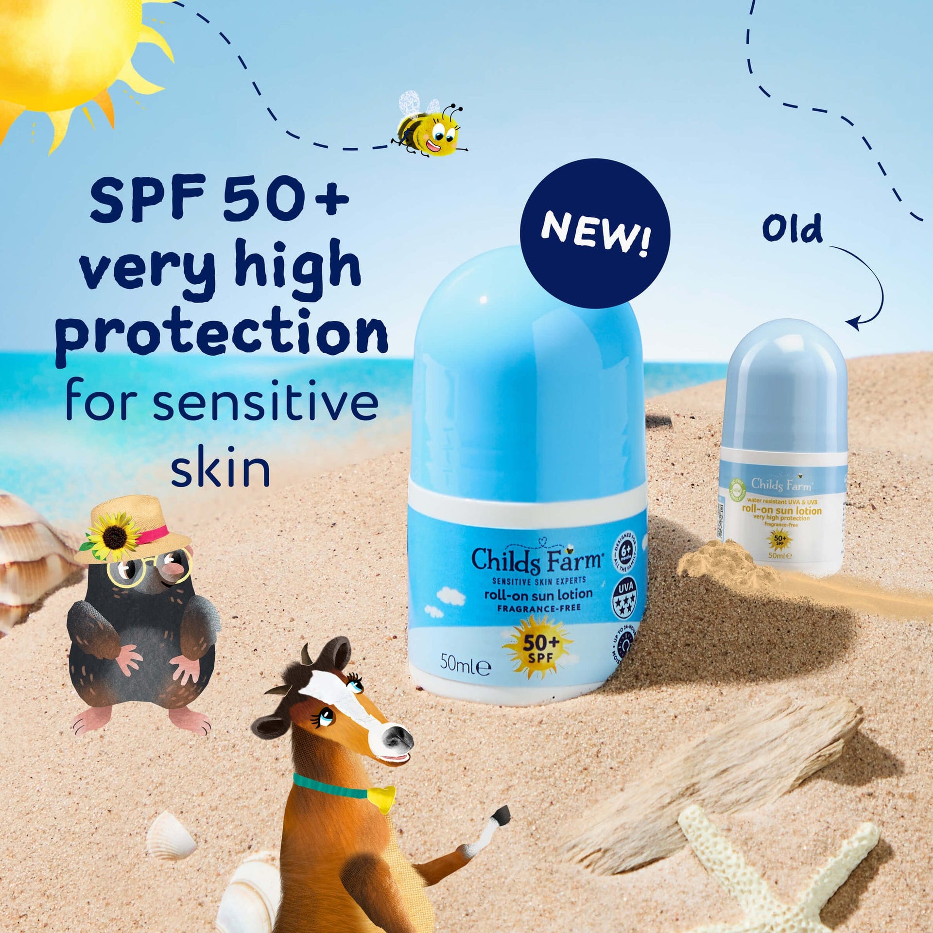 Childs Farm Fragrance Free Roll On Sun Lotion 50 SPF 50ml