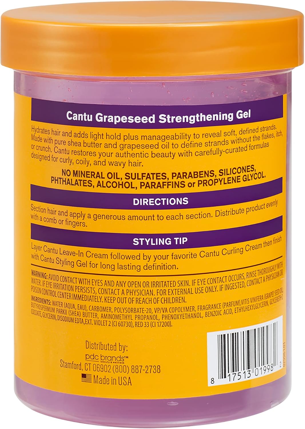 Cantu Grapeseed Strengthening Gel Alcohol Free 524g - Afro Hair Boutique