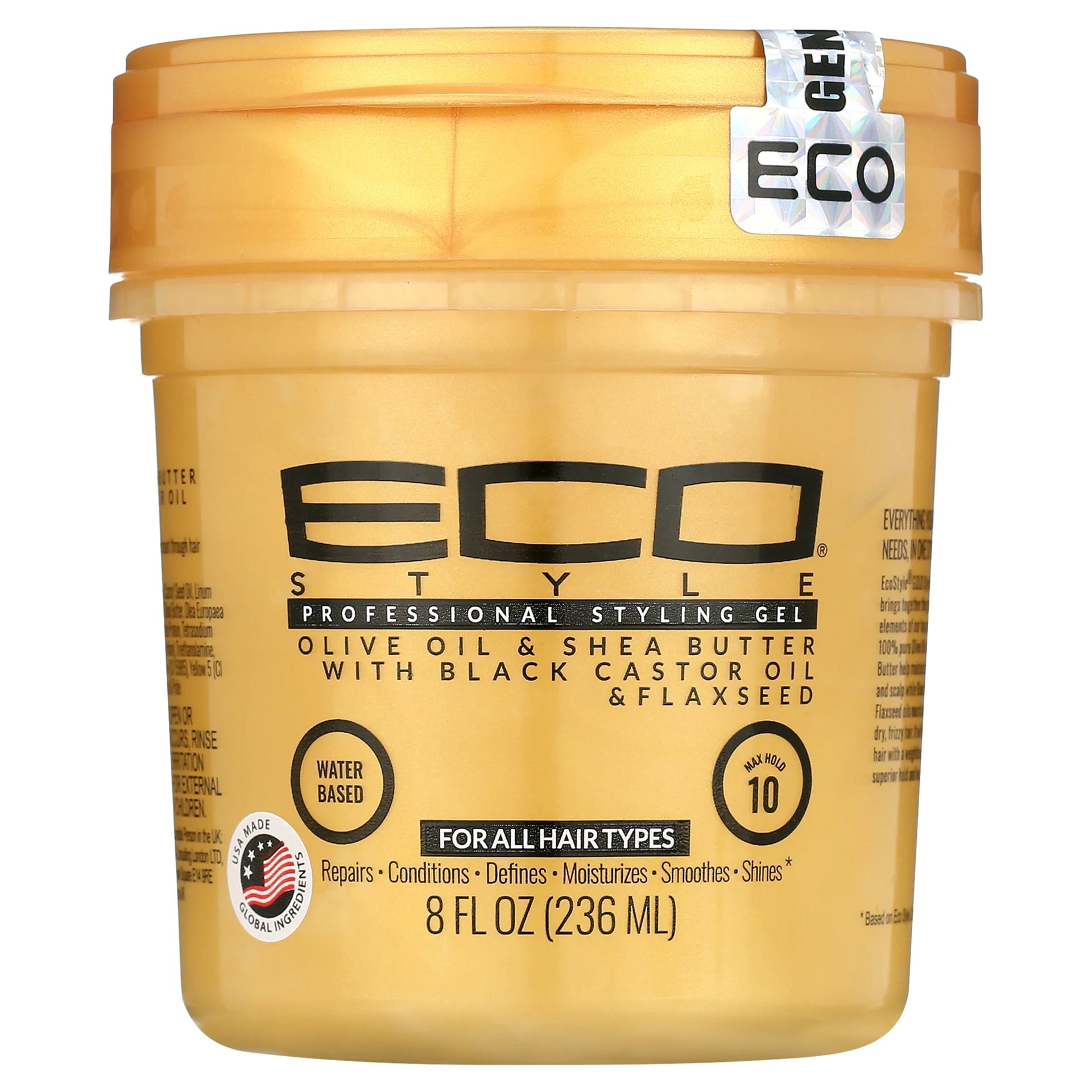Eco Style Gel - Olive Oil & Shea Butter Black Castor Oil And Flaxseed Gel - All Sizes