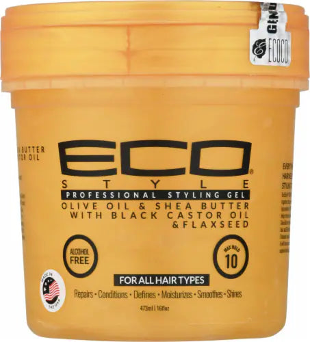 Eco Style Gel - Olive Oil & Shea Butter Black Castor Oil And Flaxseed Gel - All Sizes