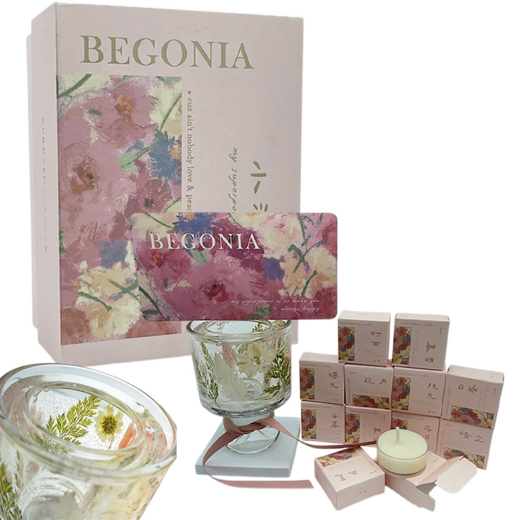 GOOD LUCK Begonia Tea Candle Gift Box