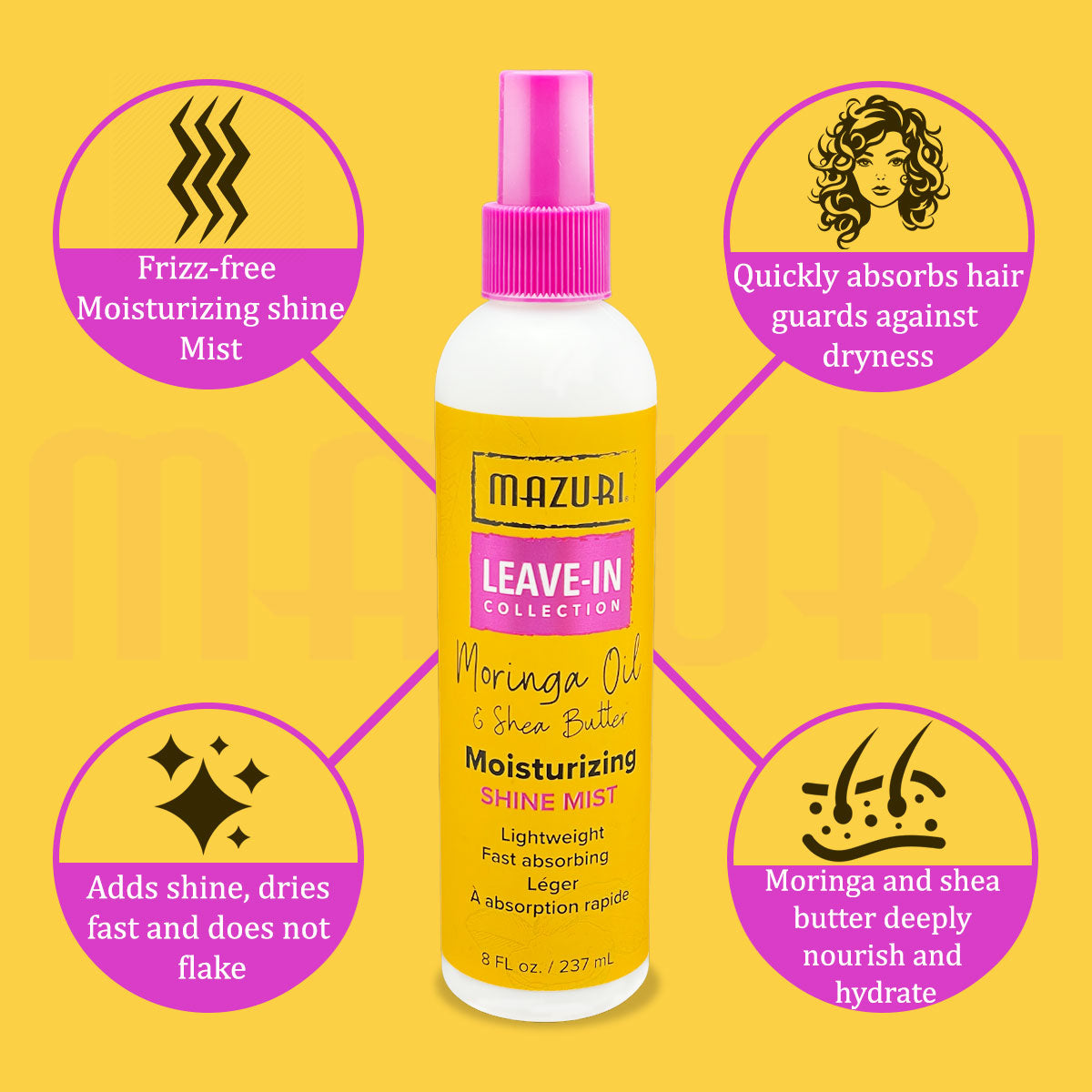 Mazuri Leave In Collection Moisturizing Shine Mist 237ml