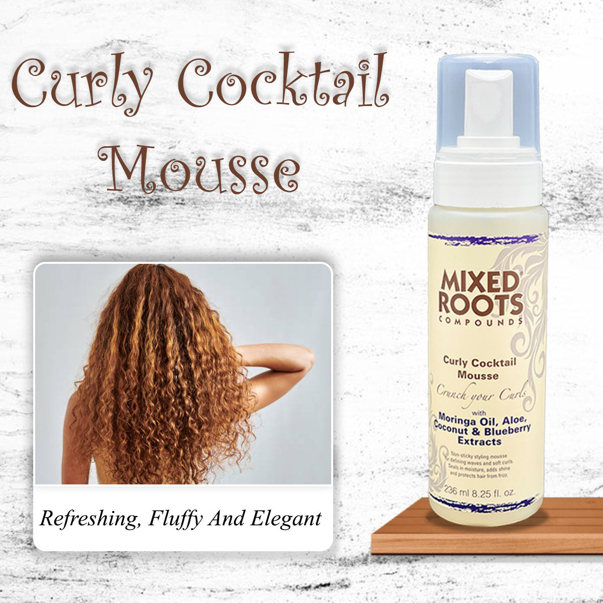 Mixed Roots Compounds Curly Cocktail Mousse 236ml Moringa Oil Aloe Coconut Extracts