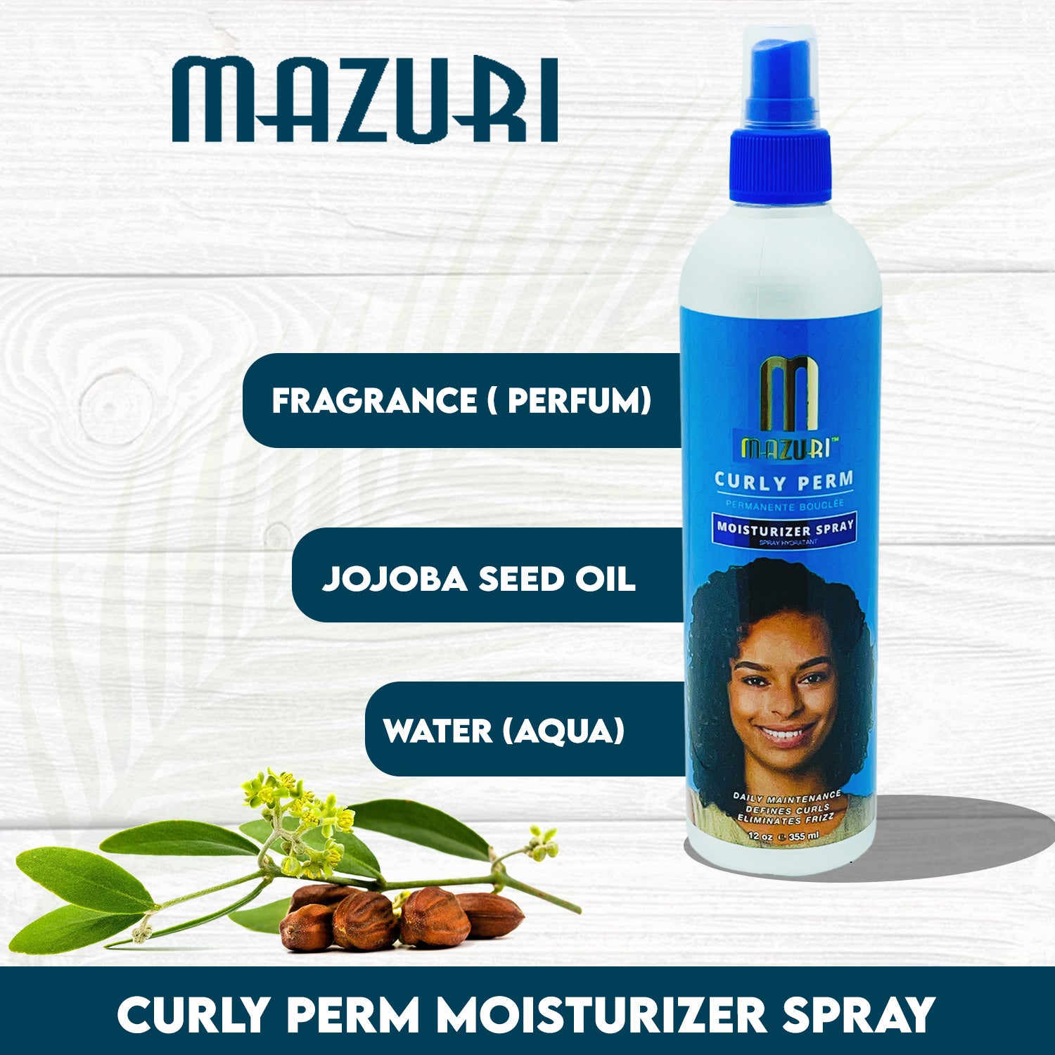 Mazuri Curly Perm Moisturizer Spray 355ml