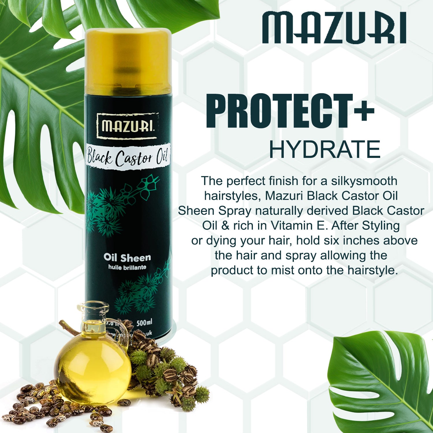 Mazuri Black Castor Oil Sheen Spray 500ml