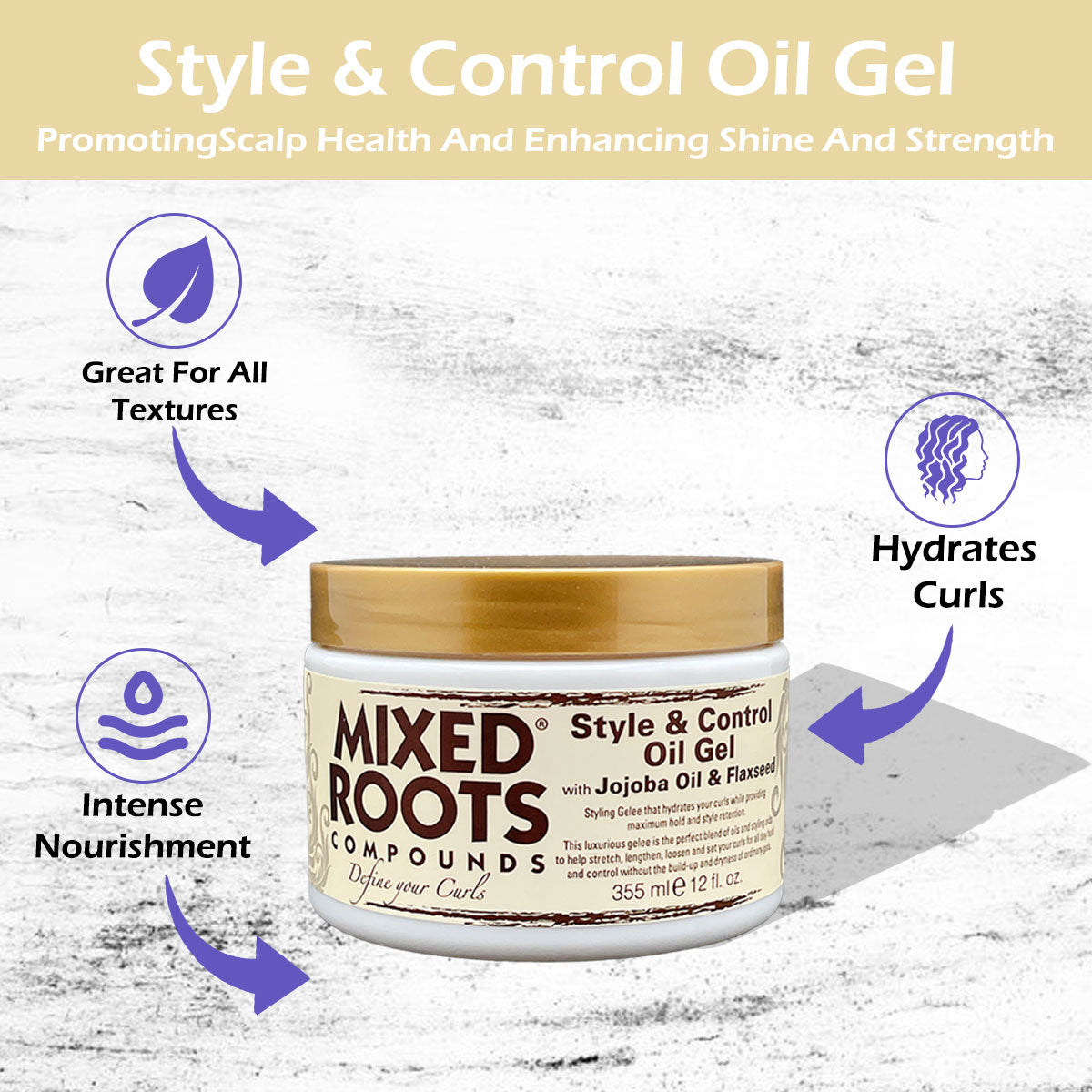 Mixed Roots Compounds Style & Control Oil Gel 355ml With Jojoba And Flaxseed