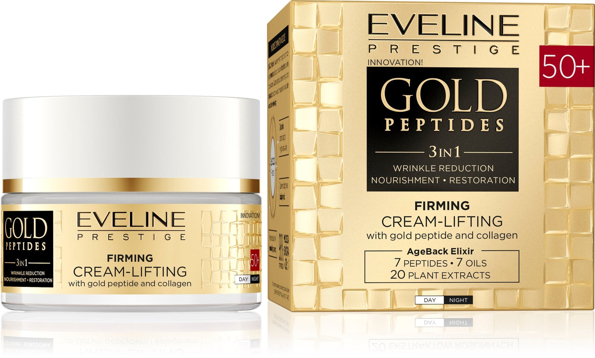 Eveline Gold Peptides 3 In 1 Firming Cream Lifting 50 Plus 50ml