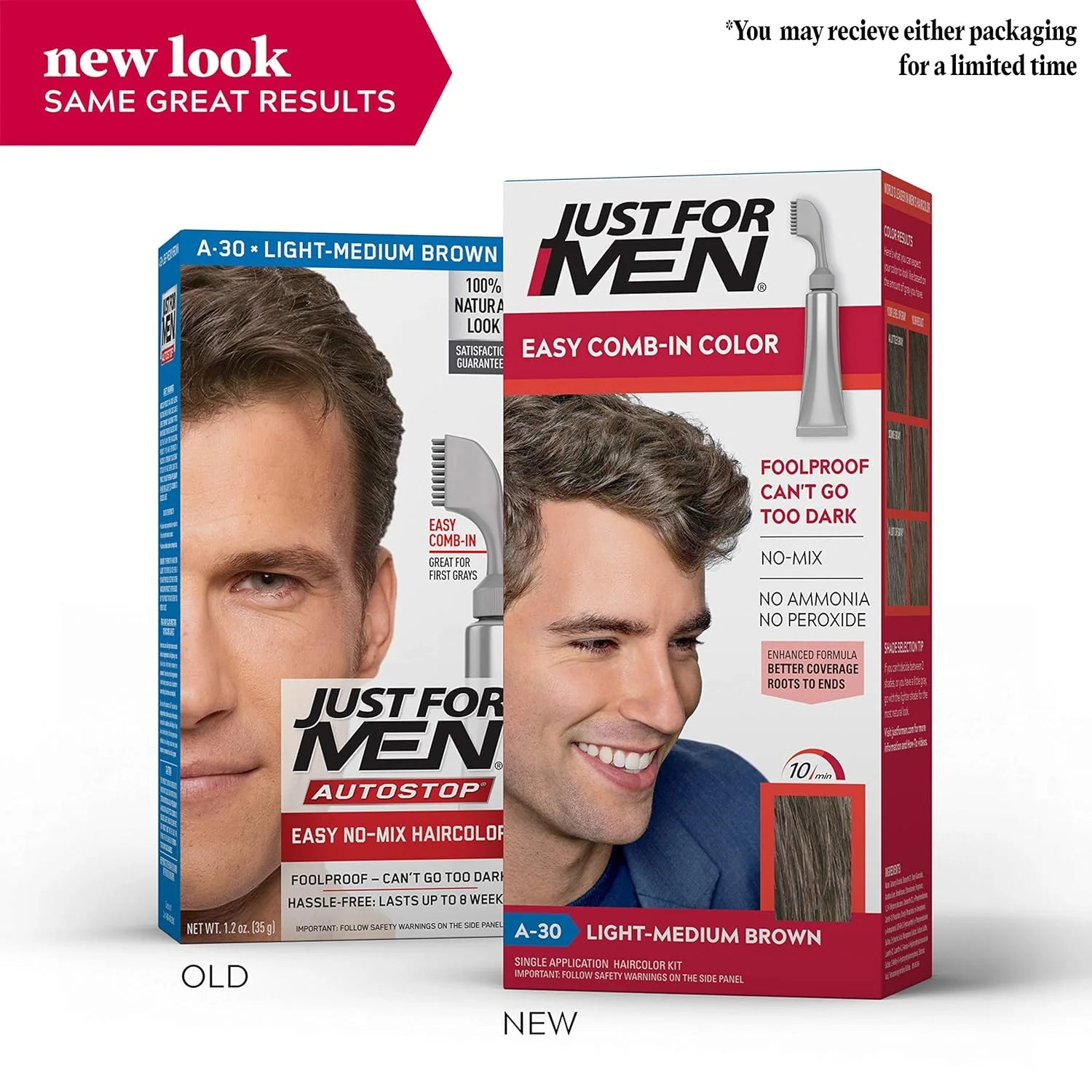 Just For Men Easy Comb-In Color Mens Hair Dye Full Grey Coverage Hair Color