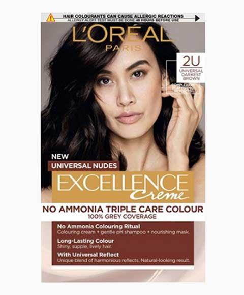 loreal Excellence Creme No Ammonia Triple Hair Colour 2U Universal Darkest Brown
