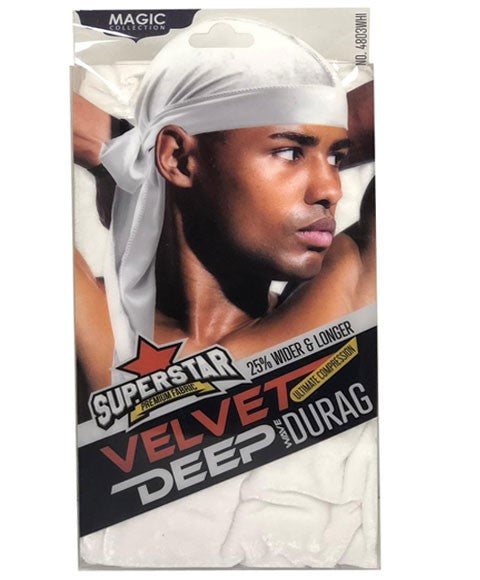 Bee Sales Superstar Velvet Deep Wave Durag 4803WHI