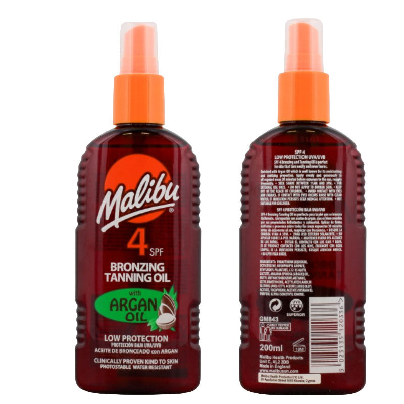 Malibu Bronzing Tanning Oil With Argan Oil SPF4 200ml