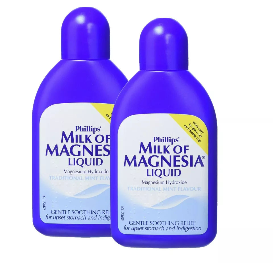 Milk of Magnesia Liquid Mint Flavor Gentle Soothing Relief 200ml Choose Pack Size