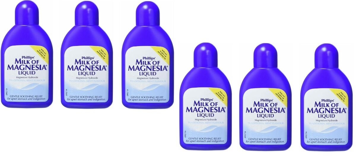 Milk of Magnesia Liquid Mint Flavour Gentle Soothing Relief 200ml - 6 pack