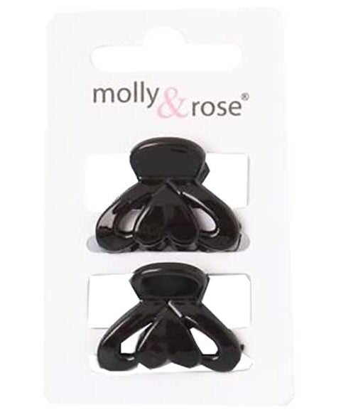 Molly And Rose Black Heart Detail Clamps 7703