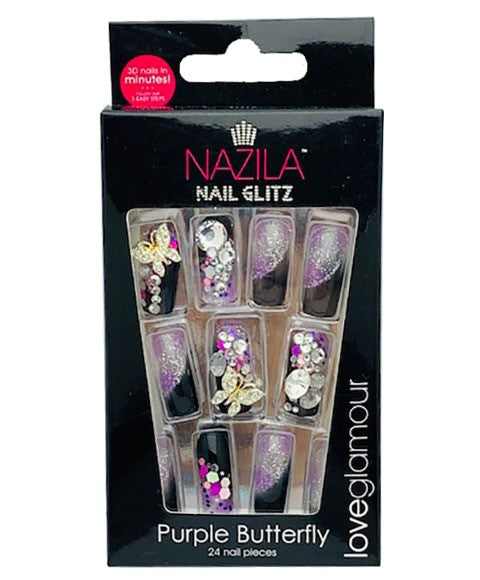 Nazila Nail Glitz Love Glamour Purple Butterfly