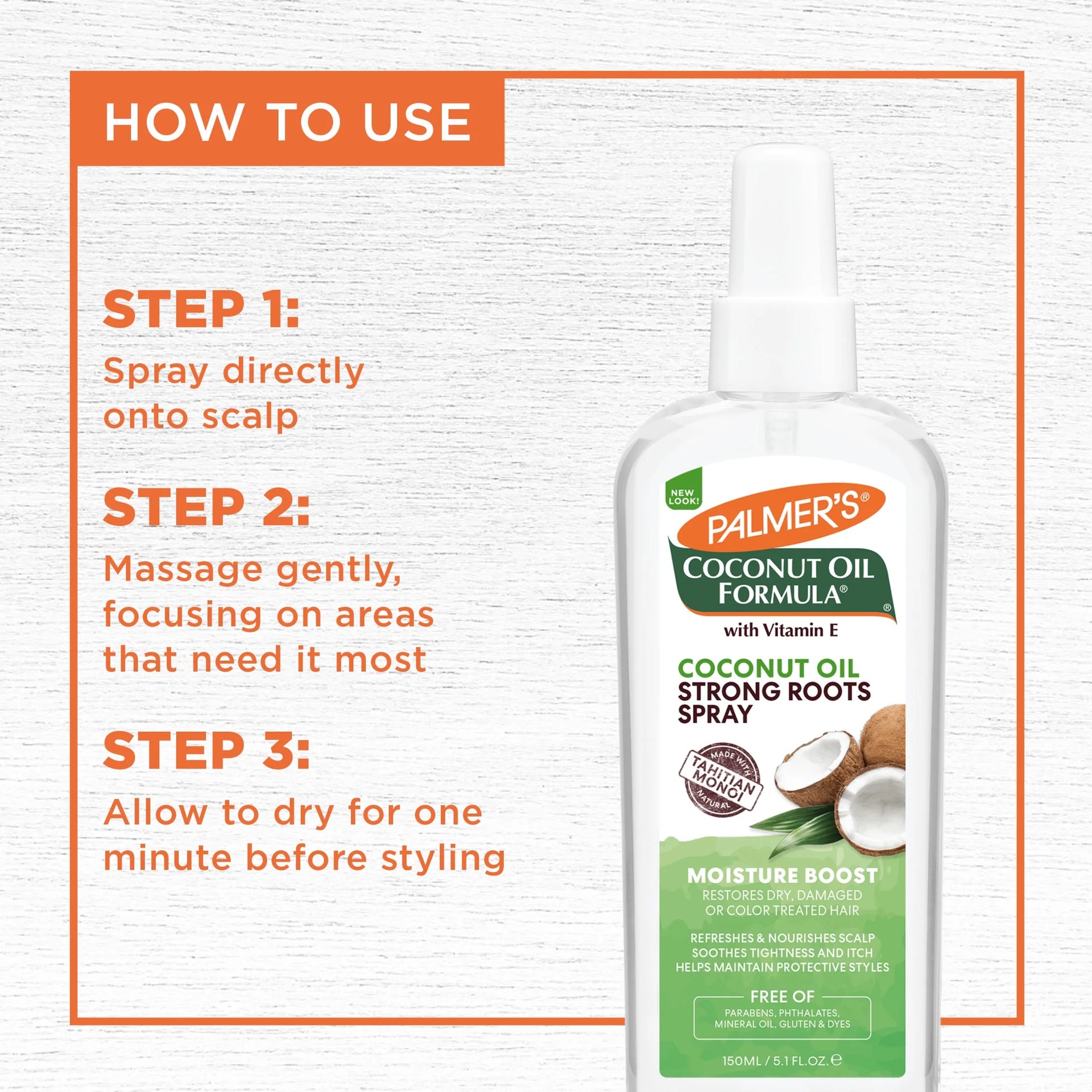 Palmers Coconut Oil Formula Strong Roots Spray - 150ml For Dry Damaged Hair