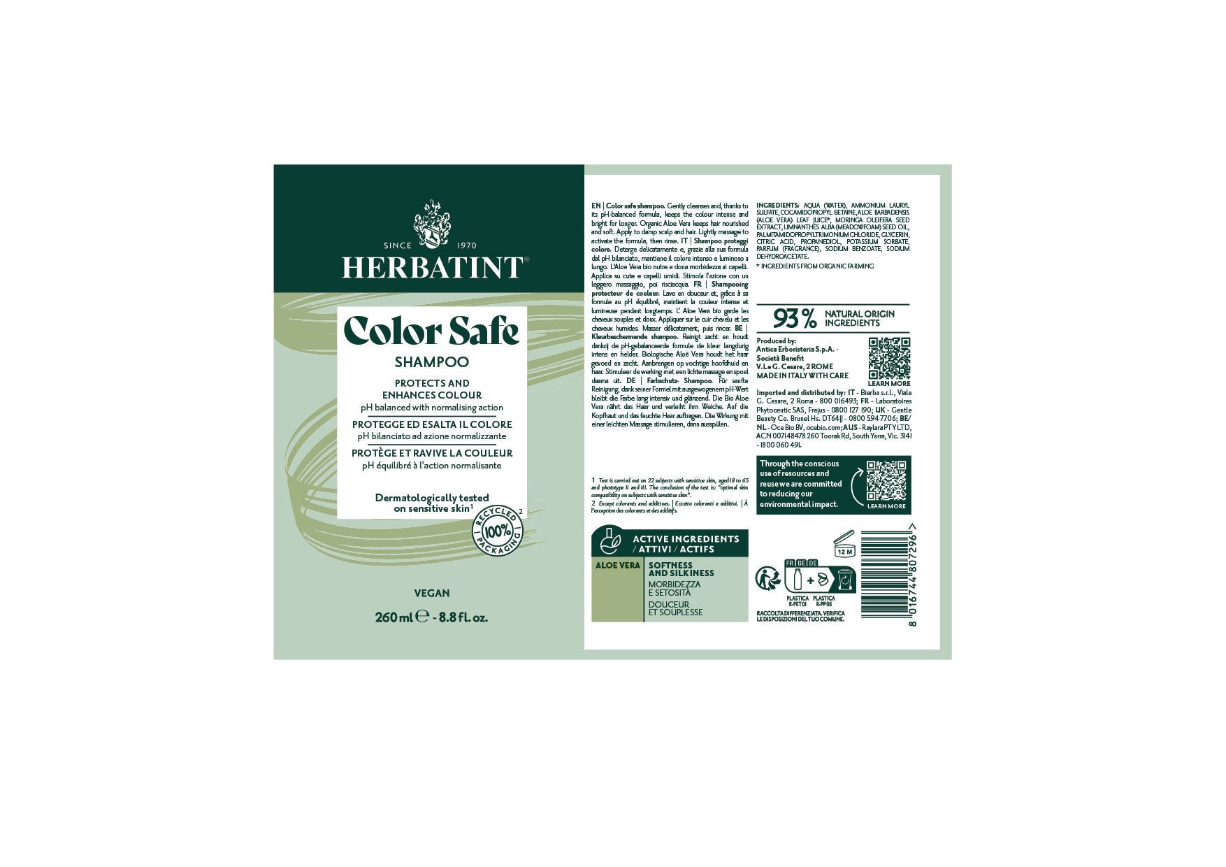 Herbatint Color Safe Shampoo 260ml