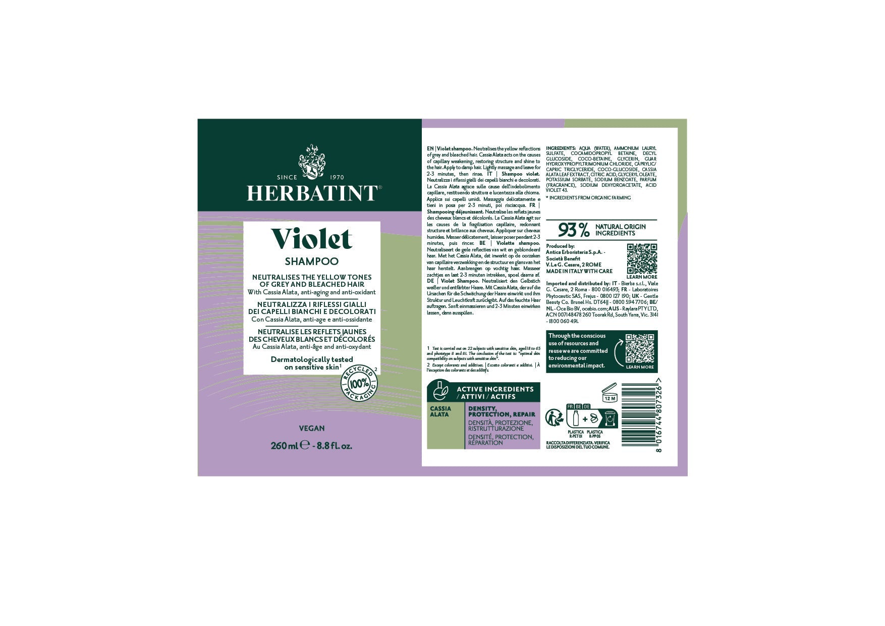 Herbatint Violet Shampoo 260ml