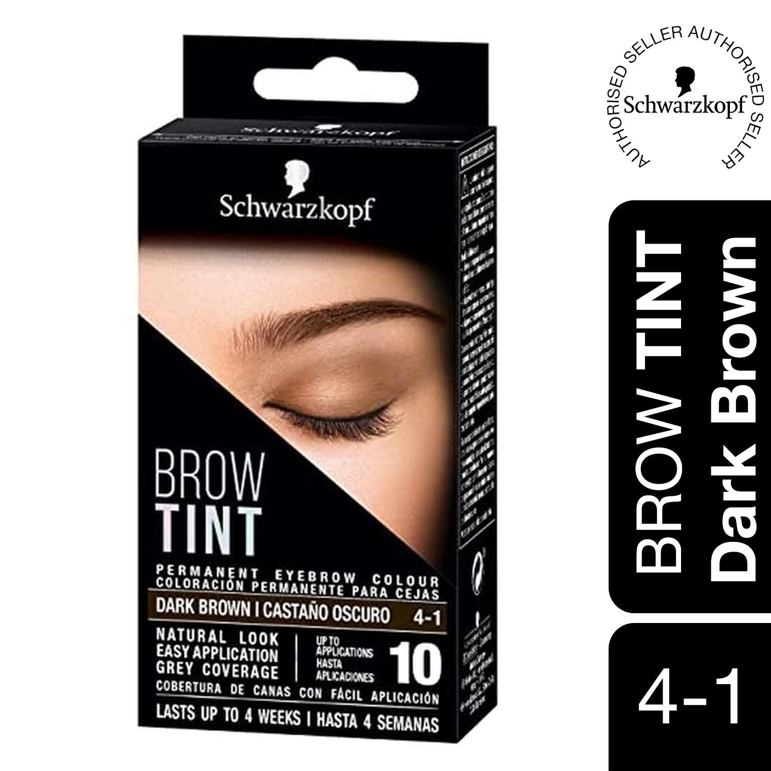 Schwarzkopf Brow Tint Kit Professional Formula Permanent Eyebrow 4-1 Dark Brown