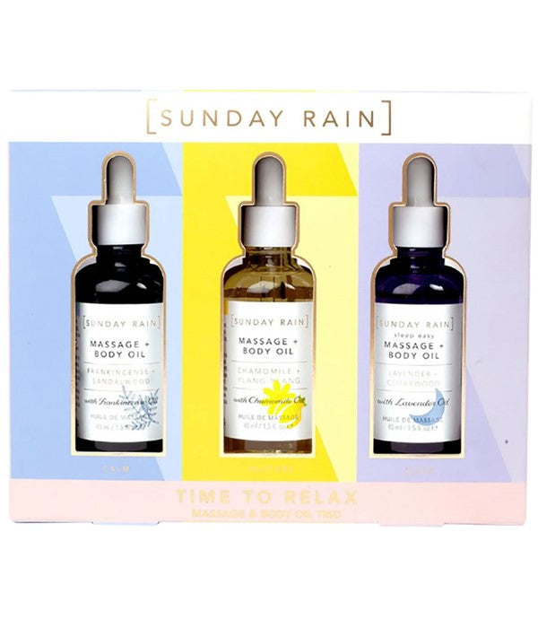 Sunday Rain Time To Relax Massage And Body Oil Trio