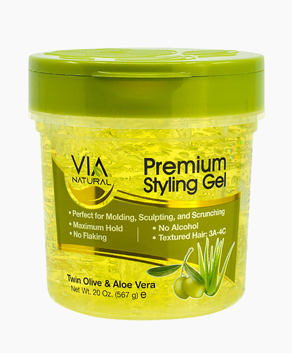 Via Natural Premium Styling Gel With Twin Olive And Aloe Vera 226g / 567g
