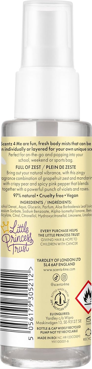 Yardley Scent 4 Me Full Of Zest Fragranced Body Mist 100ml