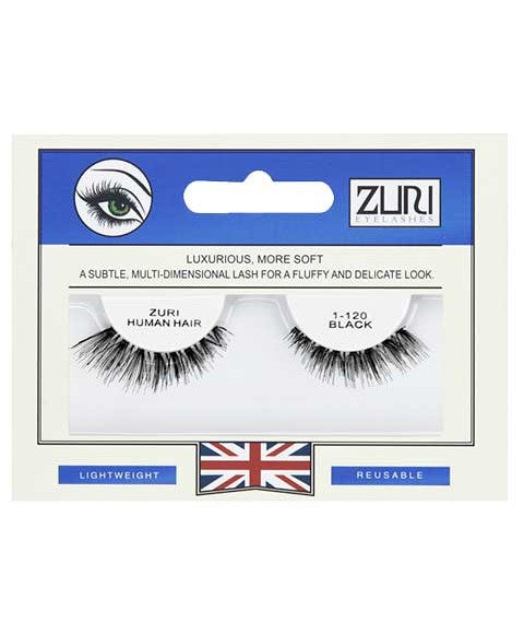 Zuri Eyelashes Zuri Human Hair Eyelashes 1 120 Black