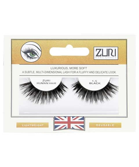 Zuri Eyelashes Zuri Human Hair Eyelashes 1 5 Black