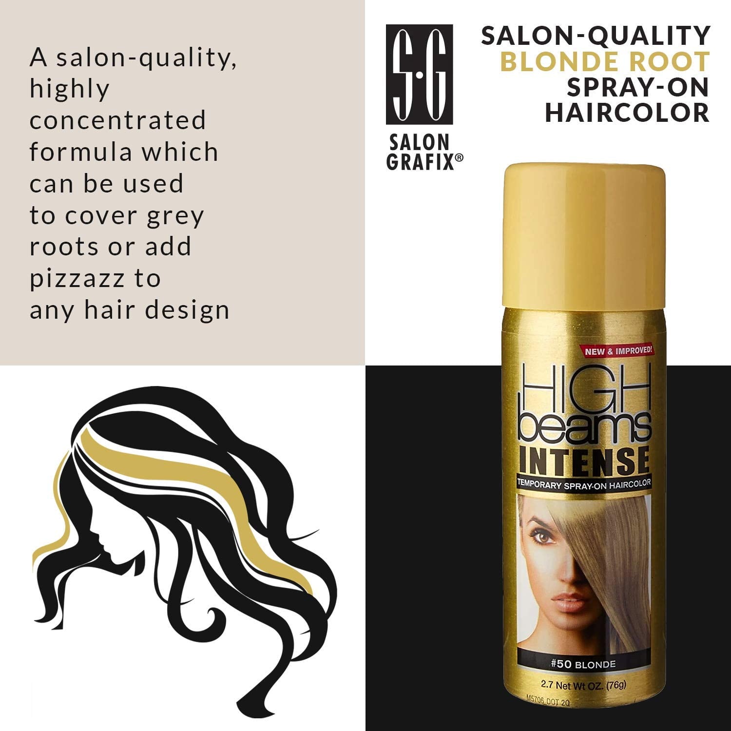 High Beams Intense Temporary Spray On Hair Color 76g